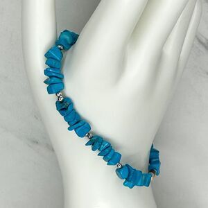 Blue Faux Turquoise Chip Beaded Ankle Bracelet Anklet